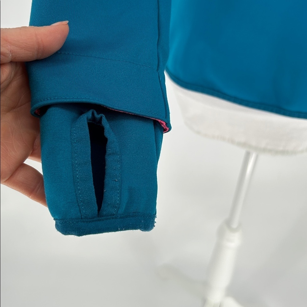 New Balance Womens Teal Half Zip Running Jacket Reflective Thumbholes XS - Picture 4 of 12